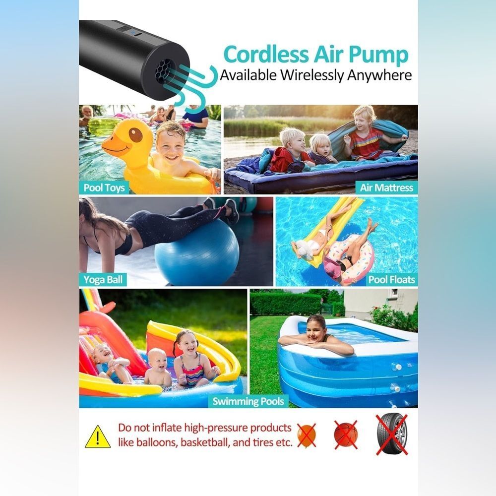 Rechargeable Cordless Battery Powered Portable Air Pump For Inflatables